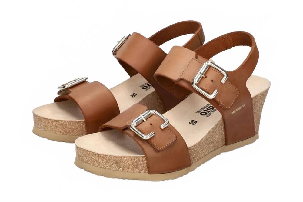 NEW MEPHISTO women's lissandra platform wedge sandal in camel